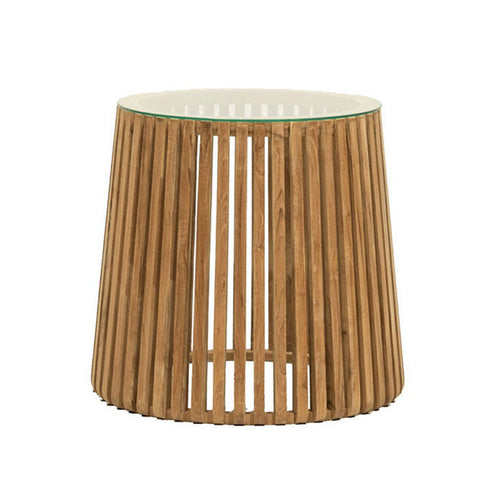 Crusoe Round Slatted Side Table