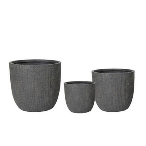 Indiana Clay fibre Pot Set of 3 -Pebble